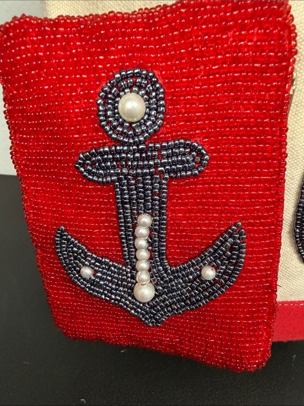 Handcrafted In India | Mini Canvas Tote w/ Beaded Anchor & Matching Wallet ⚓️ - Picture 4 of 11